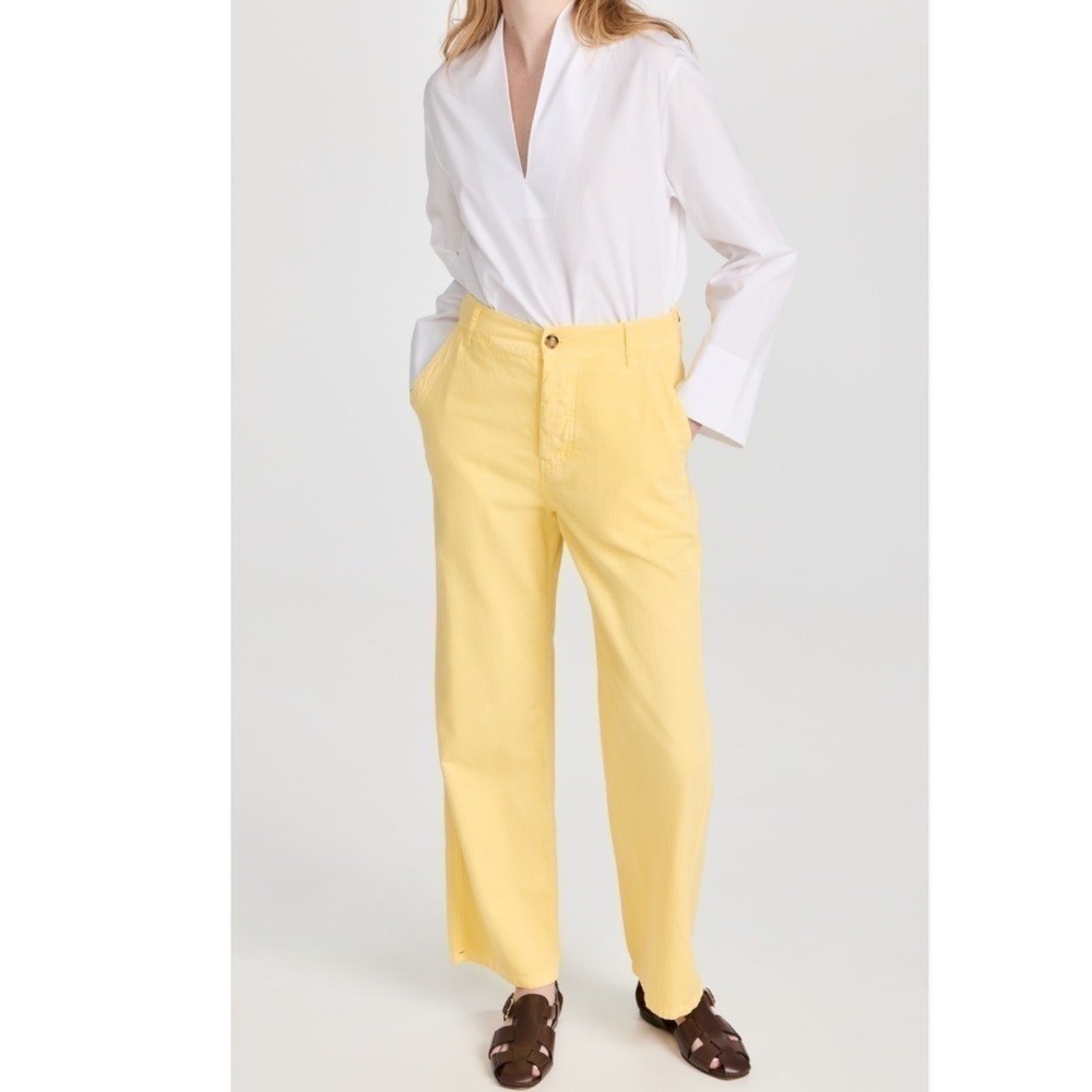 Xirena Baylor Yellow Twill Cotton High Rise Straight Trouser Pants Womens 29 New